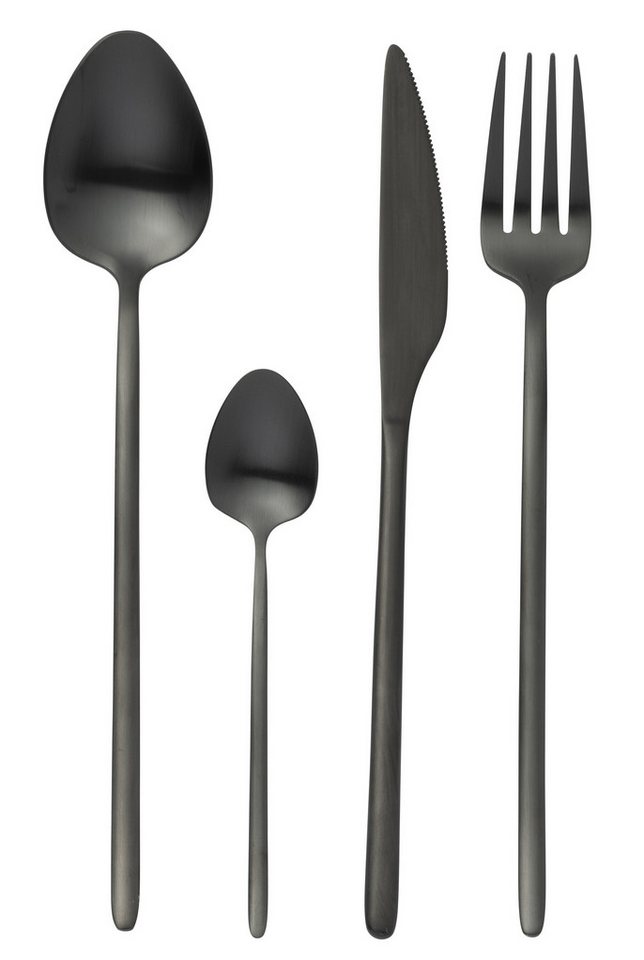 J-Line by Jolipa Besteck-Set Besteck Set 24-teilig Edelstahl glänzend/ matt schwarz, 6 Personen, 24 Teile, modernes Design von J-Line by Jolipa