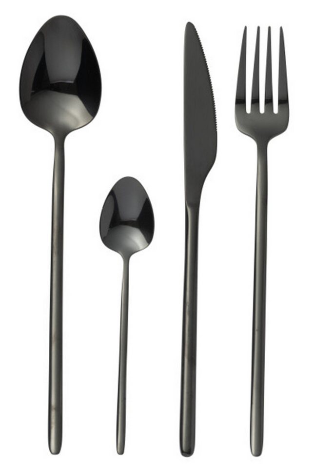 J-Line by Jolipa Besteck-Set Besteck Set 24-teilig Edelstahl glänzend/ matt schwarz, 6 Personen, 24 Teile, modernes Design von J-Line by Jolipa