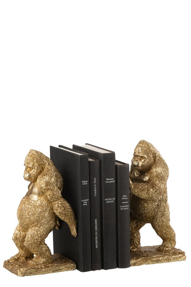 J-Line by Jolipa Buchstütze 2er-Set Buchstützen – Gorilla Figuren in Gold (2 St), dekorative Tierfigur als Hingucker & Geschenkidee von J-Line by Jolipa
