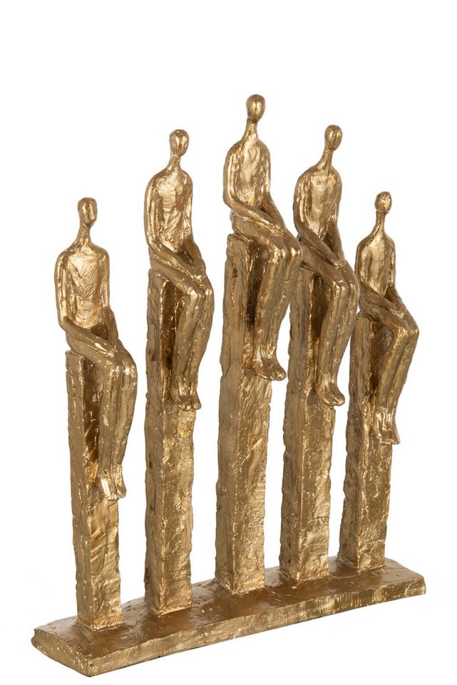 J-Line by Jolipa Dekofigur 5 Figuren auf Säulen Resin gold, moderne Kunst, zur Dekoration von J-Line by Jolipa
