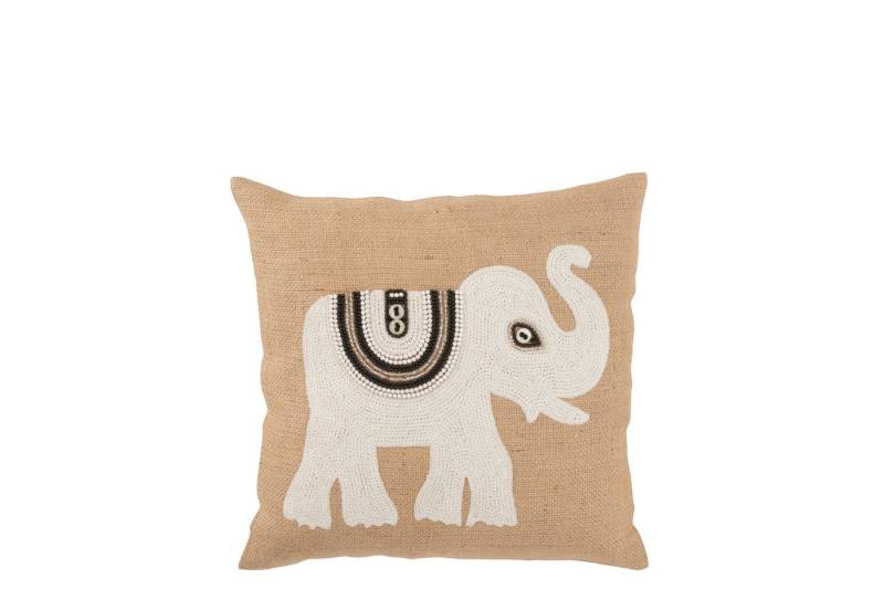 J-Line by Jolipa Dekokissen Kissen mit Elefant natur farbig Weiß inkl. Füllung 45 cm, abnehmbare Hülle, inkl. Inlet von J-Line by Jolipa