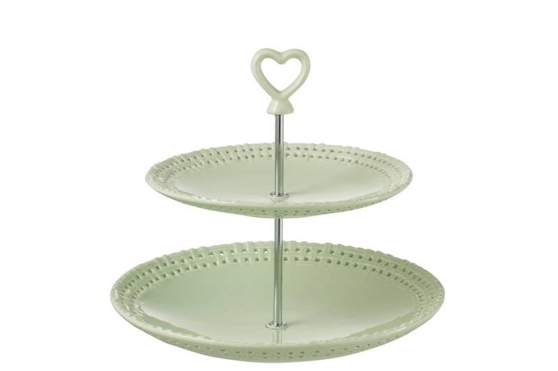 J-Line by Jolipa Etagere Etagere 2-stöckig Keramik – Weiß mit Herz & Verzierungen, Keramik, (1-tlg), zum Servieren mit 2 Platten von J-Line by Jolipa