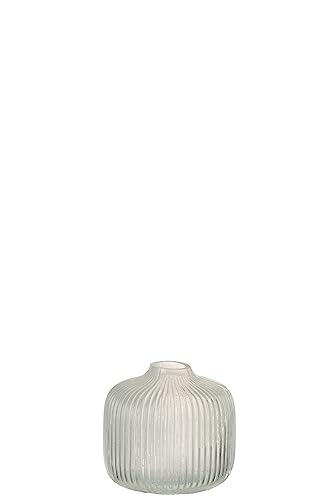 J-Line by Jolipa Vase, geriffelt, aus Glas, Weiß, 11 x 11 x 11 cm von J-Line by Jolipa