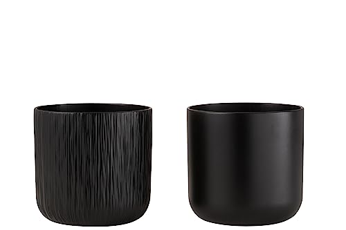 J-Line Blumentopf Gen - Keramik - Schwarz - Extra Large - 2 Stück - Ø 21 cm von J-Line