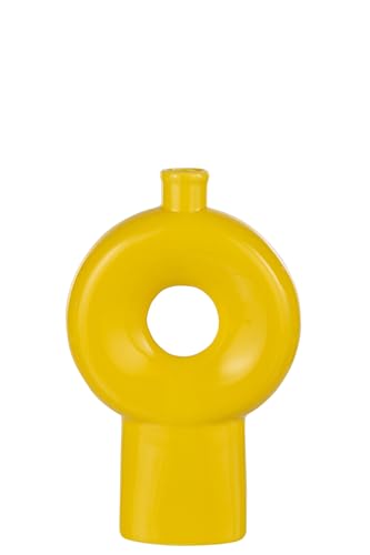 J-Line Abstrakte Vase, Porzellan, glänzend, Gelb, groß von J-Line