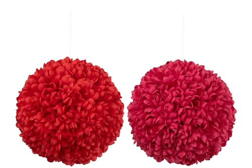 J-Line Blum Ball Durchmesser 30CM KÜNSTLICH ROSA/ROT 2 Sortiert (2er Set) von J-Line