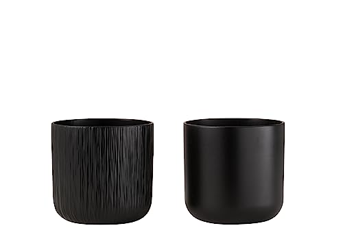 J-Line Blumentopf Gen - Keramik - Schwarz - Large - 2 Stück - Ø 18,5 cm von J-Line