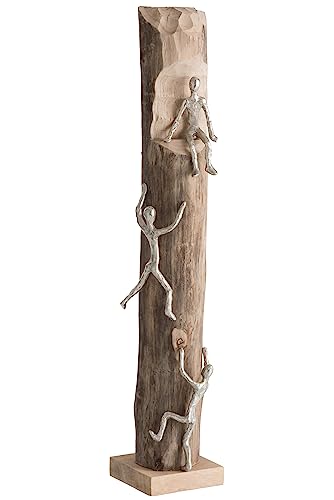 J-Line Deko-Statue 3 Kletterer - Holz/Aluminium - Natur/Silber von J-Line