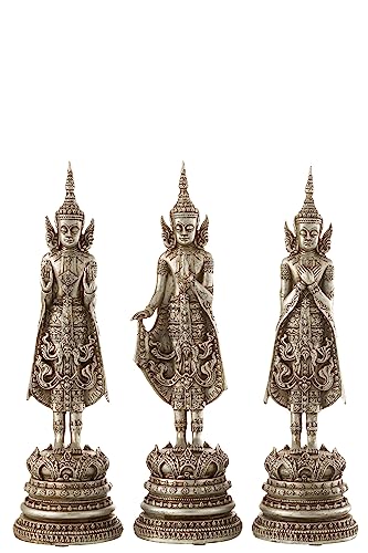 J-Line Figur Buddha Stehend - Polyresin - Silber - 3 Stücke von J-Line