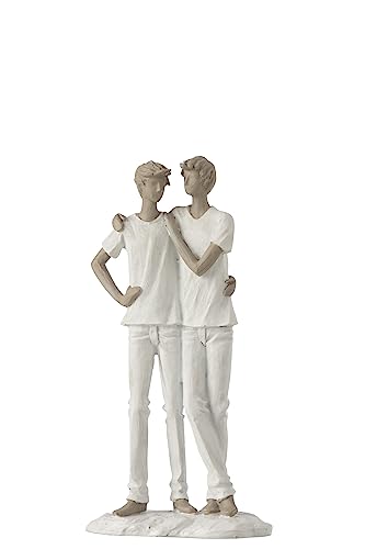 J-Line Figur Zwei Männer, Brüder oder Partner Geschenk, Moderne Statue aus Polyresin, Geschenk für Brüder, Partner und Geburtstage, Moderne Deko Figuren für Wohnzimmer, 26 cm hoch von J-Line