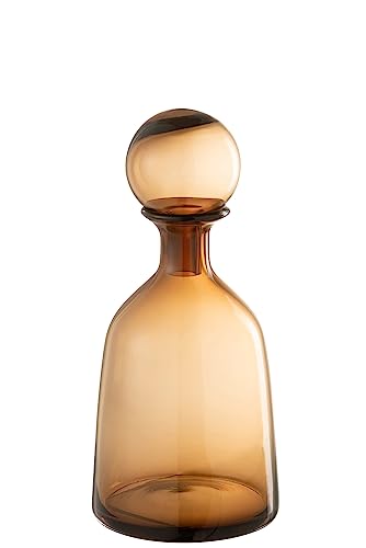 J-Line Flasche + Korken, einfarbig, dekorativ, Glas, Braun, klein, S von J-Line