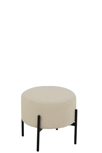 J-Line HOCKER Boucle SPERRHOLZ/Polyester WEIß/SCHWARZ von J-Line