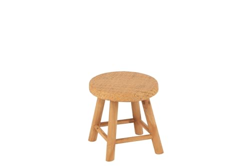 J-Line HOCKER RUND Rattan/TANNENHOLZ NATURELL von J-Line
