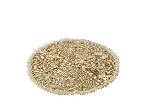 J-Line Jute Teppich Rund, Boho Wohnzimmer Teppich aus Naturfaser ideal auch als Flurteppich, Kinderzimmerteppich, Küchenteppich oder im Schlafzimmer, beige, ⌀ 70 cm von J-Line