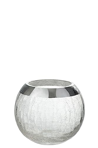 J-Line Kerzenhalter Kugel Craquele Glas Transparent/Silber Medium von J-Line