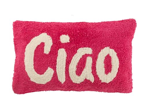 J-Line Kissen CIAO GETUFTET Baumwolle PINK/WEIß von J-Line