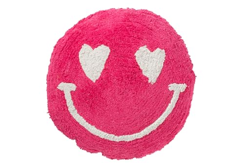 J-Line Kissen Smiley GETUFTET Baumwolle PINK/WEIß von J-Line