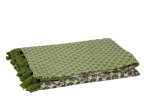 J-Line Plaid/STRANDMATTE Blumen Baumwolle GRÜN von J-Line