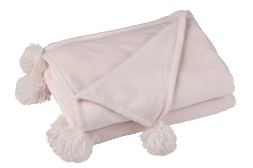 J-Line Plaid Pompom - Polyester - Hellrosa - 170 x 130 cm von J-Line