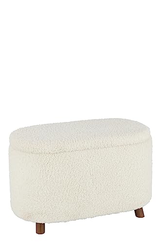 J-Line Pouf Lagerung Teddy Polyester Weiß von J-Line