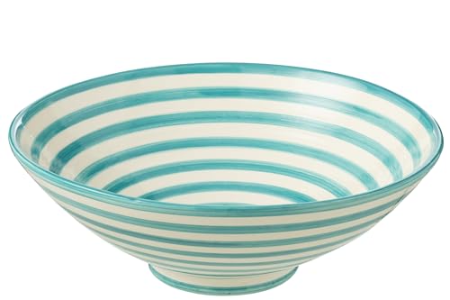 J-Line Schale Granada Stripes Lebrillo – Keramik – Weiß/Aqua von J-Line