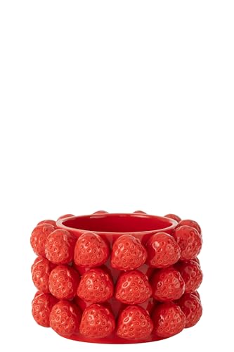 J-Line ÜBERTOPF ERDBEEREN Keramik ROT MEDIUM von J-Line