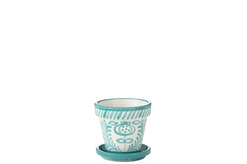 J-Line Übertopf Granada Handmade + Painted – Keramik – Aqua – Klein – Ø 21 cm von J-Line