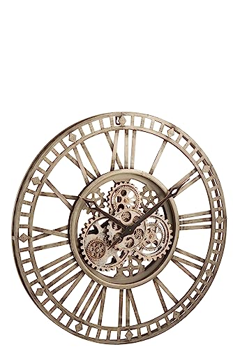 J-Line Radars Römische Ziffern Uhr - Metall - Grau - Ø 60 cm - Wohnaccessoires von J-Line