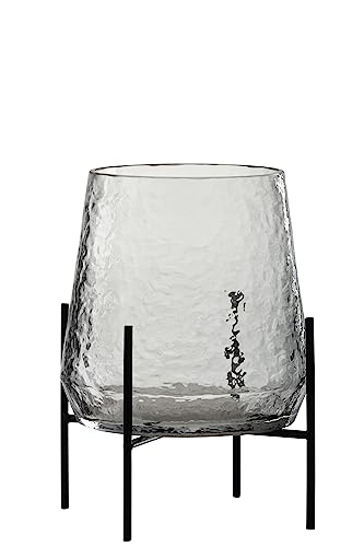 J-Line Vase + Fuß, unregelmäßig, Glas, transparent/schwarz, klein von J-Line