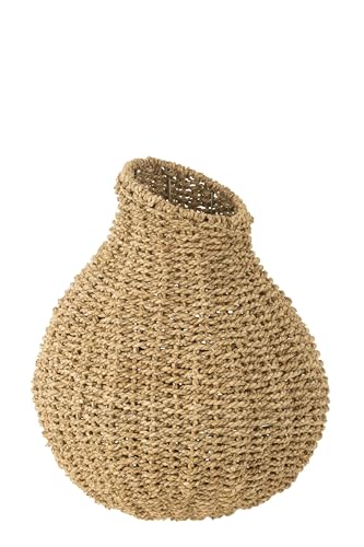 J-Line Vase mit schrägem Rand, Jute, Natur von J-Line