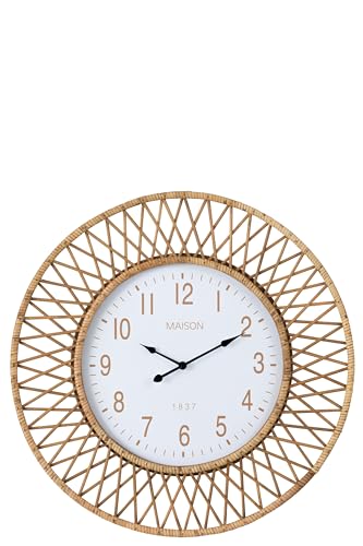 J-Line Wanduhr Wonder - Rattan/Sperrholz - Naturell/Weiß - Large von J-Line