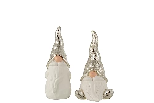 J-Line Weihnachtsfiguren - Keramik - Silber - 2 Stücke von J-Line