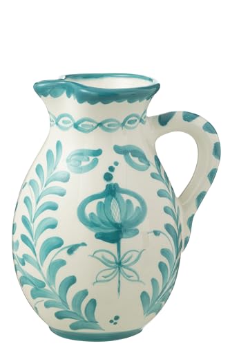 PITCHER GRANADA CERAMIC WHITE/AQUA LARGE von J-Line