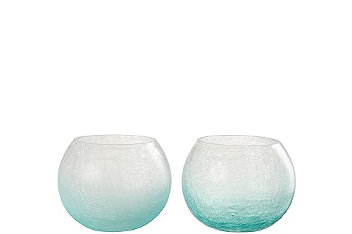 WINDLICHT Kugel RISS Glas BLAU MEDIUM 2 Sortiert (2er Set) von J-Line