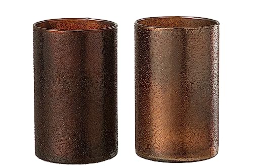 WINDLICHT Spiegel Kupfer/ROT Glas Large 2 Sortiert (2er Set) von J-Line