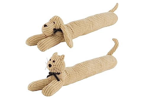 ZUGLUFTSTOPPER HUND/KATZE STREIFEN TEXTIL BEIGE 2 SORTIERT (2er Set) von J-Line