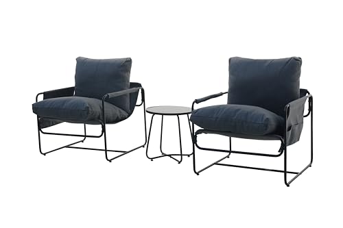 ΖΕΝJΟΥ OUTDOOR FURNITURE ZENJOY, Natty, Balkonmöbel Set, Gartenmöbel Set, 3-teilig, 2 Stühle mit Tisch, für Balkon,für Terrasse, Wasserdicht Kissen, Grau und Schwarz von ΖΕΝJΟΥ OUTDOOR FURNITURE