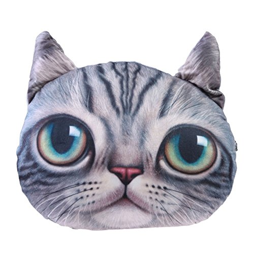 J-Roland Katze Kopf Design Kissen Dekokissen Weiche Sofakissen,Kissenbezug inkl Füllkissen, Katze Kissen, Katzenmotiv, Zierkissen, Sofa Kissenbezug (Gray) von J-Roland