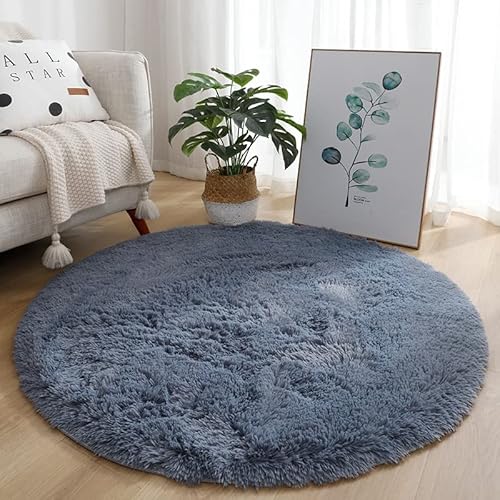 J Yunq Runde Teppiche,Plüsch Teppich，Super weicher Faux Flauschiger Moderne Flauschige Innenteppiche，für Wohnzimmer chlafzimmer Outdoor Carpet (Grau, 100 x 100 cm) von J Yunq