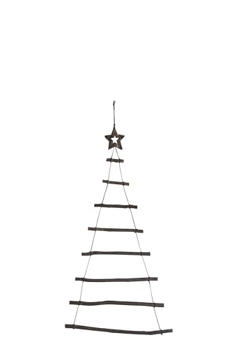 J-LINE - Weihnachtsbaum Zweig + Stern aus Holz, Schwarz, Medium von J-line