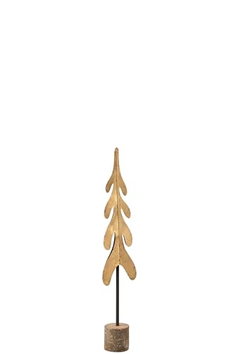 J-LINE - Weihnachtsbaum auf Fuß Metall/Holz Gold/Natur, klein von J-line