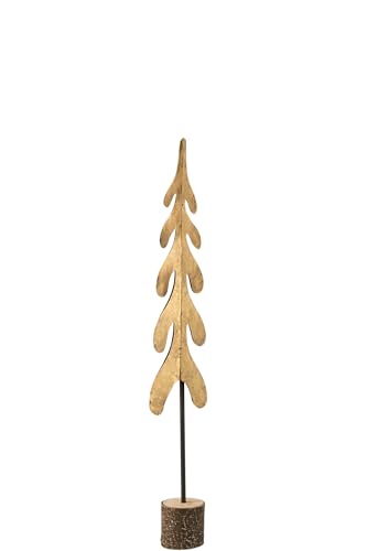 J-LINE - Weihnachtsbaum auf Fuß Metall/Holz Gold/Natur Medium von J-line