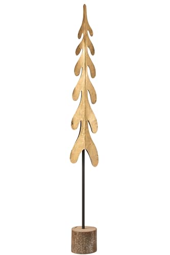 J-LINE - Weihnachtsbaum auf Fuß Metall/Holz Gold/Natur groß von J-line