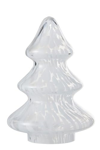 J-LINE - Weihnachtsbaum mit dekorativen Punkten, Glas, transparent/weiß, groß von J-line