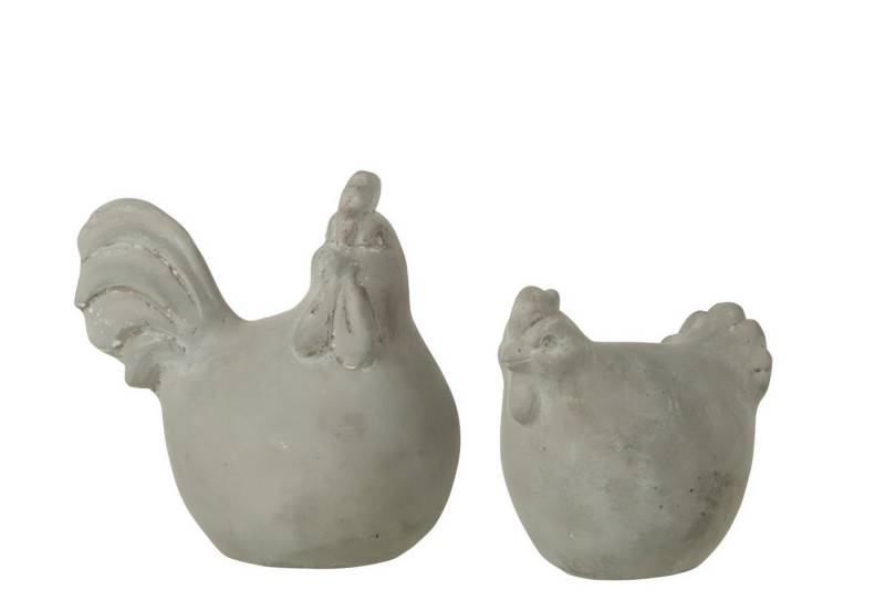 J-line Dekofigur Huhn Figuren aus Zement grau 2er Set small von J-line