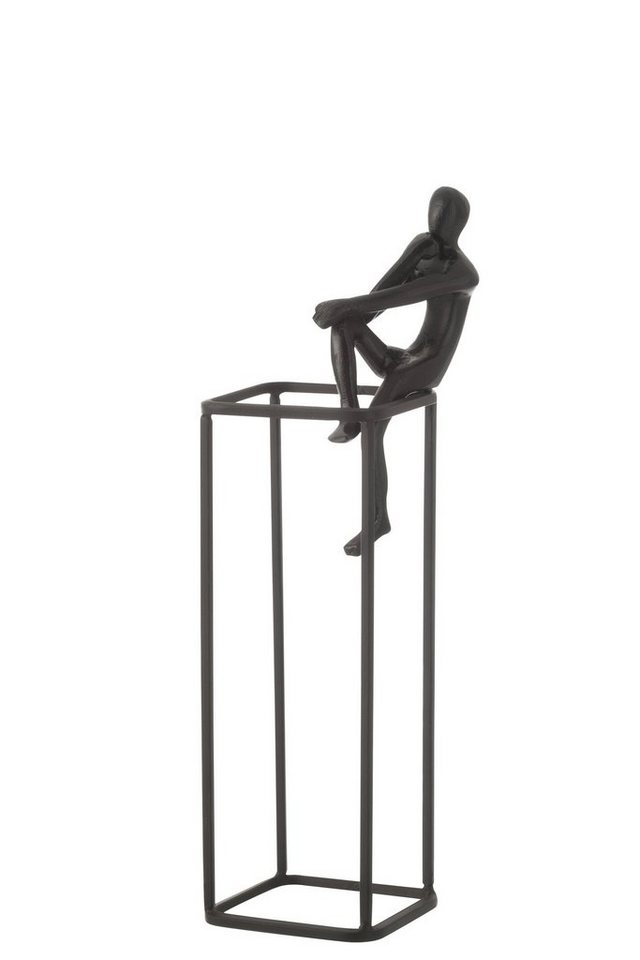 J-line Dekoobjekt Skulptur Denker auf Kubus – Moderne Dekofigur in Schwarz von J-line