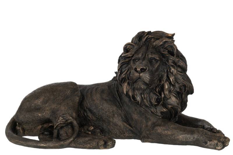 J-line Dekoobjekt Dekofigur Löwe liegend – Majestätische Skulptur in Bronzeoptik von J-line