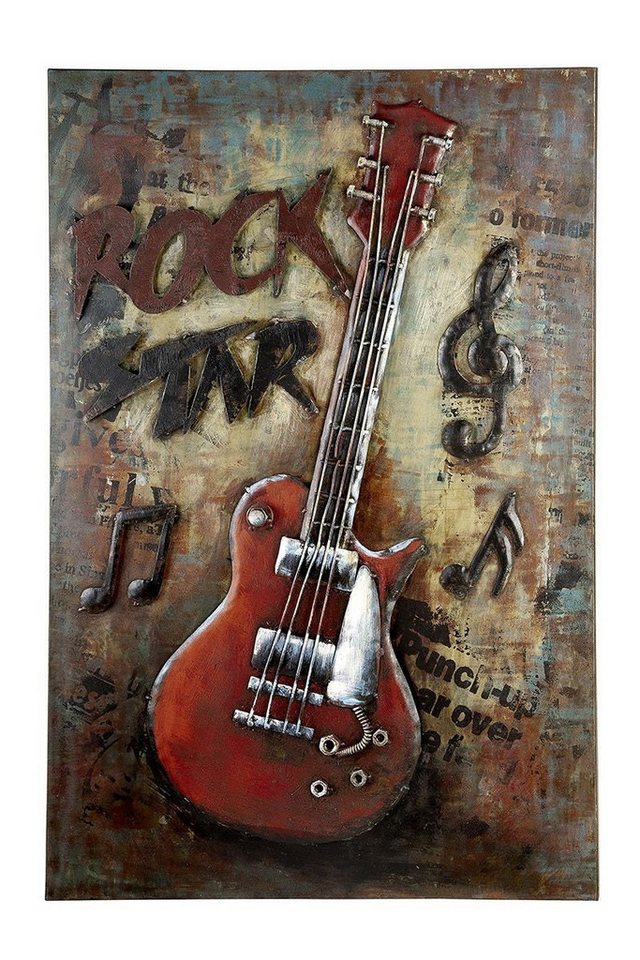 MF Wanddekoobjekt 3D Metallbild Rockstar Vibes Wandbild Gitarre 75x50cm (1 St) MF Wanddekoobjekt 3D Metallbild Rockstar Vibes Wandbild Gitarre 75x50cm (1 St) von MF