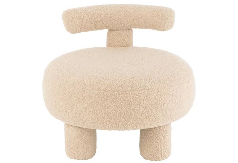 J-line Dekoobjekt Runder Hocker mit Rückenlehne, Veloursbezug in Warmem Beige von J-line
