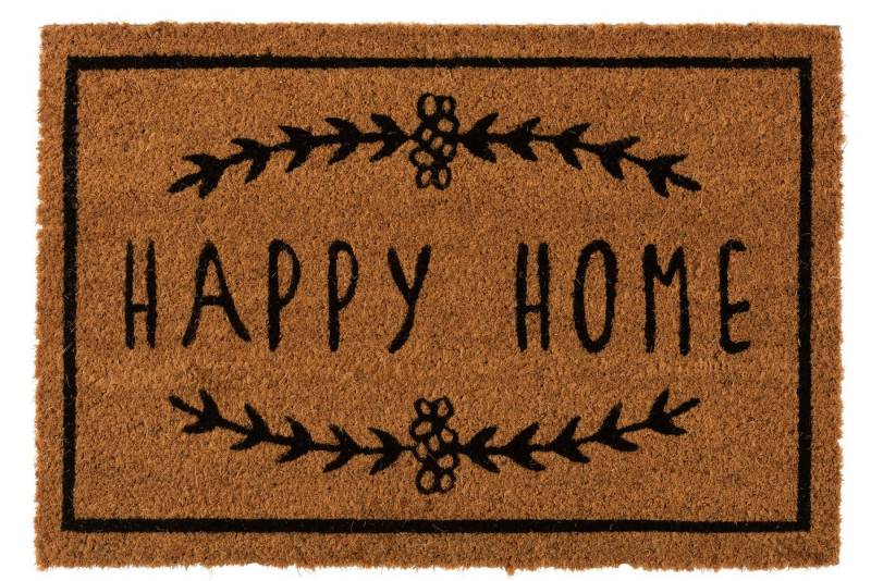 J-line Fußmatte Fußmatte Happy Home Kokos Naturell / Schwarz J-line Fußmatte Fußmatte Happy Home Kokos Naturell / Schwarz von J-line